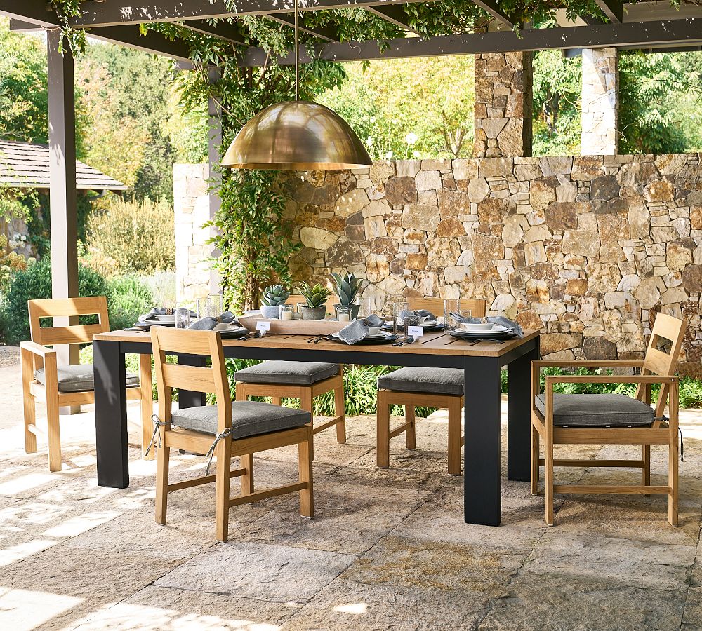 Malibu Metal &amp; Teak Outdoor Dining Table