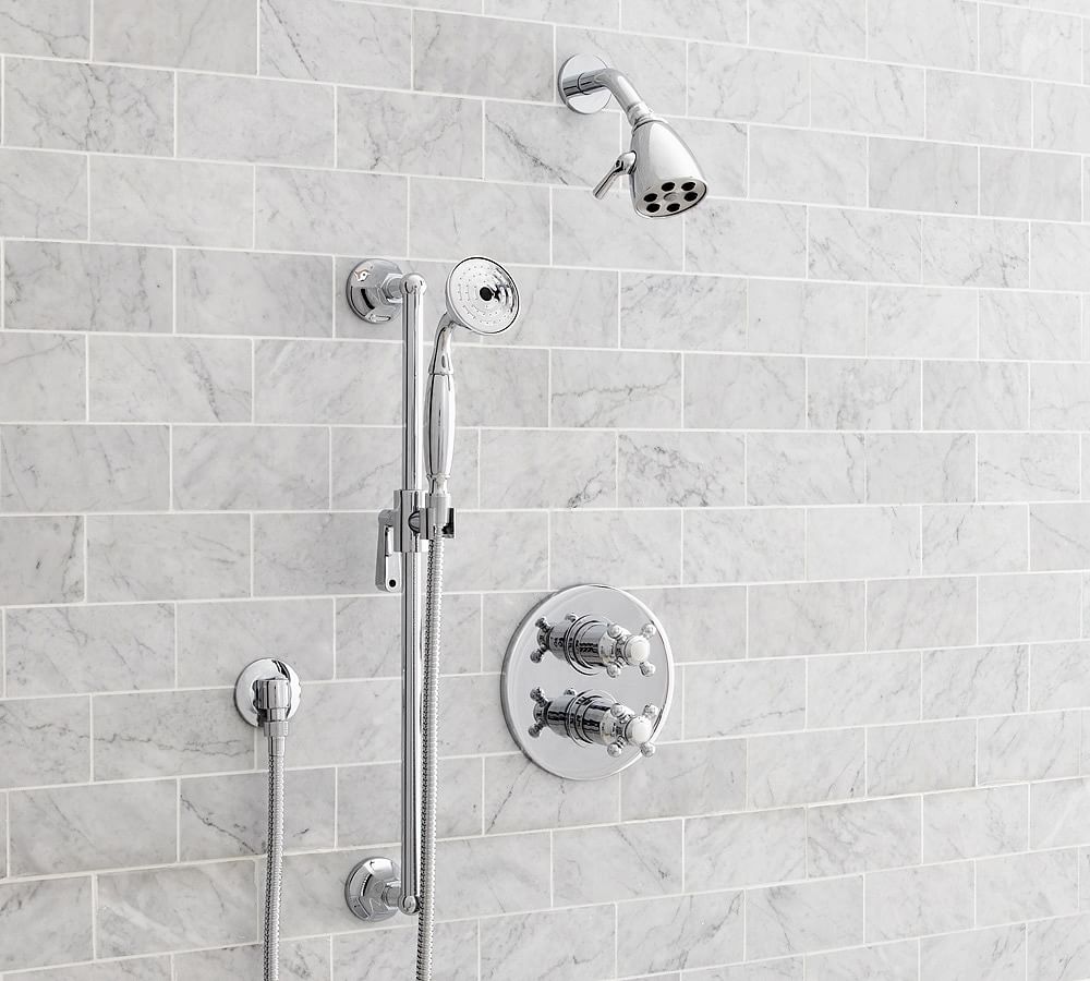 Victoria Cross Handle Thermostatic Shower Set with Handshower