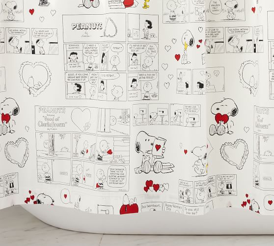 Peanuts™ Love Organic Shower Curtain | Pottery Barn