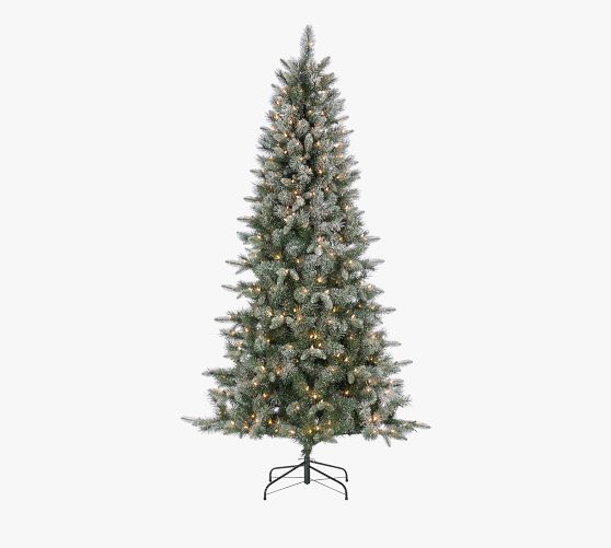 Lit Flocked Glitter Faux Christmas Tree 7 Ft. Pottery Barn