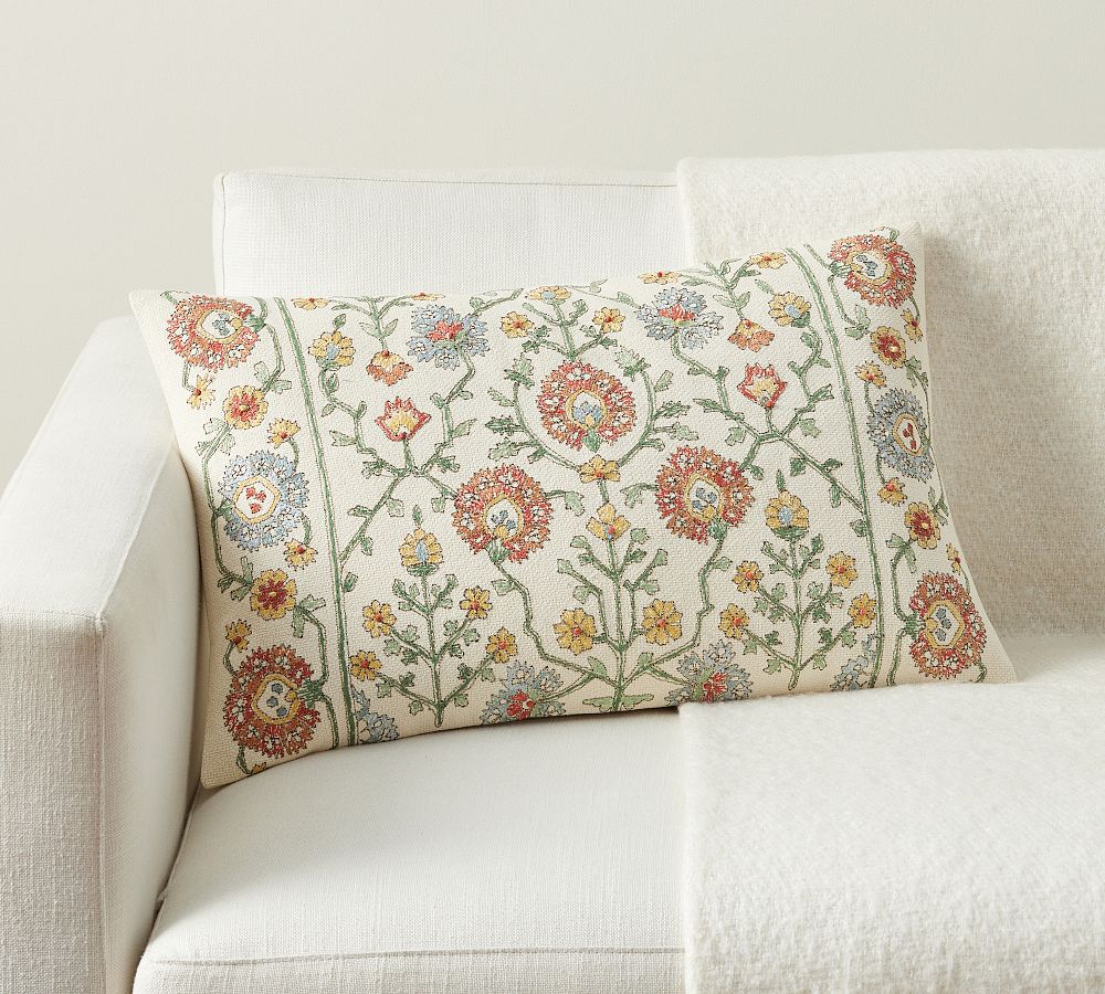 Zea Embroidered Lumbar Pillow