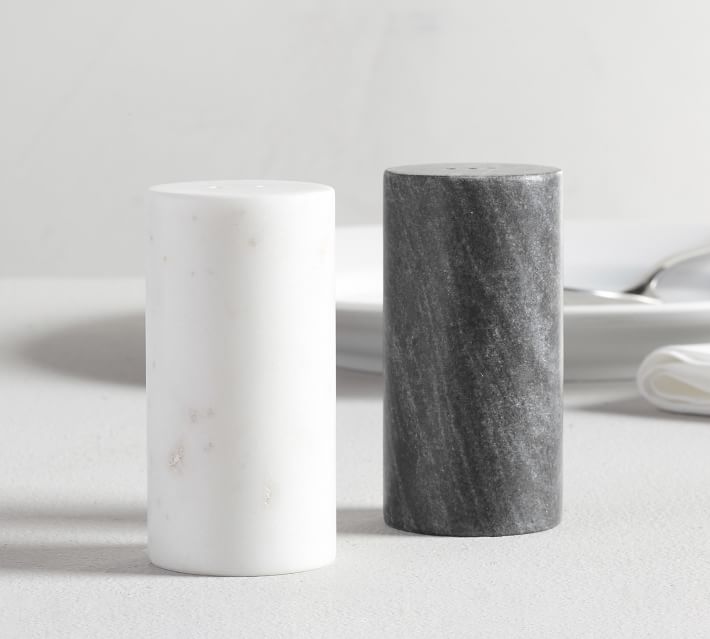 Black White Marble Salt Pepper Shakers