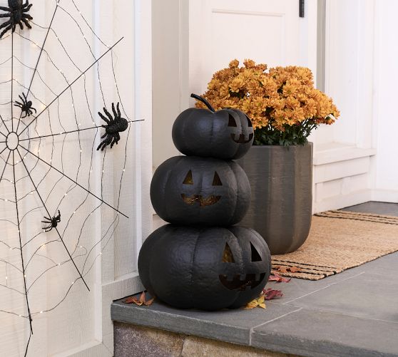 Light Up Stacked Hammered Jack O'lantern | Pottery Barn