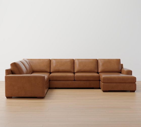 Deep deals leather sectional