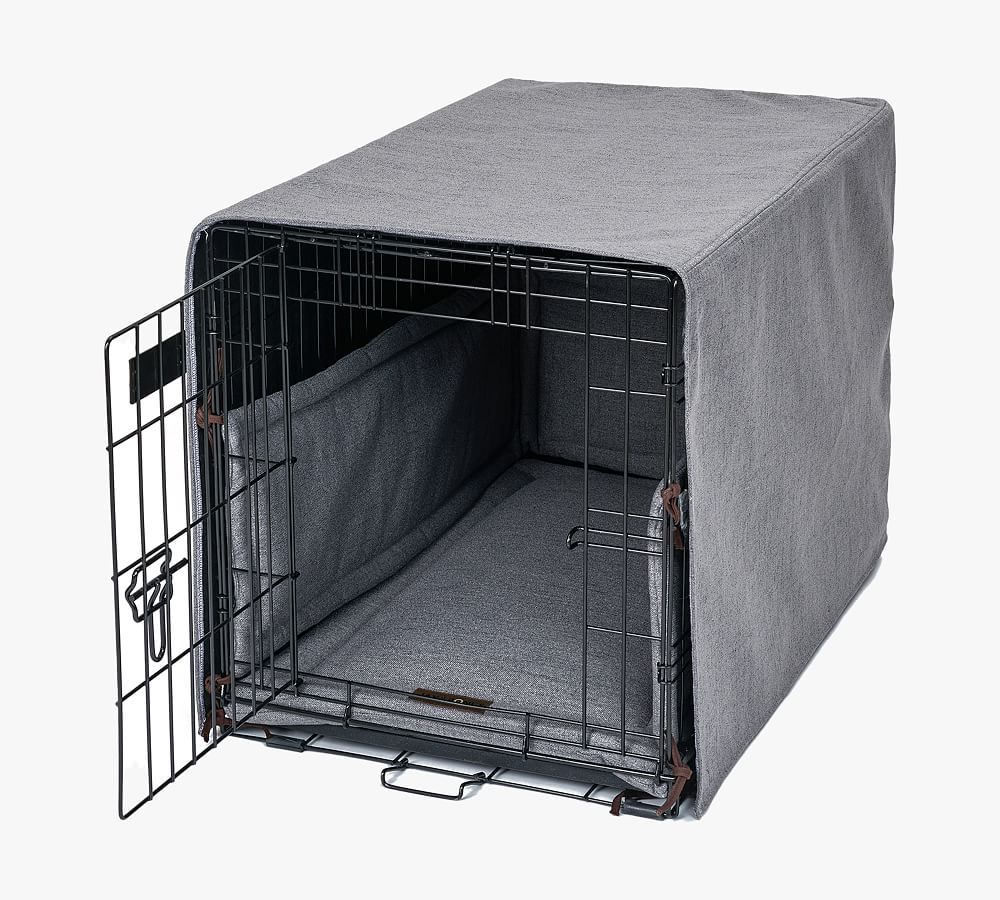 Pet Dreams Breathable Crate Cover - Non Toxic Double Door Dog Crate Covers Grey Small 24 Inch