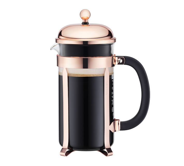 Bodum Chambord Stainless Steel 34-oz. French Press with Walnut Wood Handle | Crate & Barrel