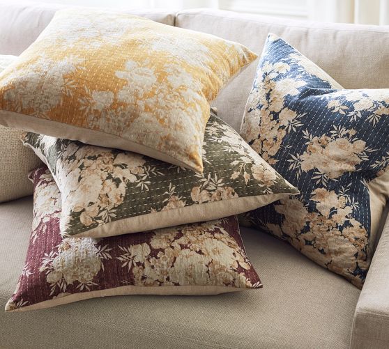 Zenia Floral Quilted Pillow Pottery Barn