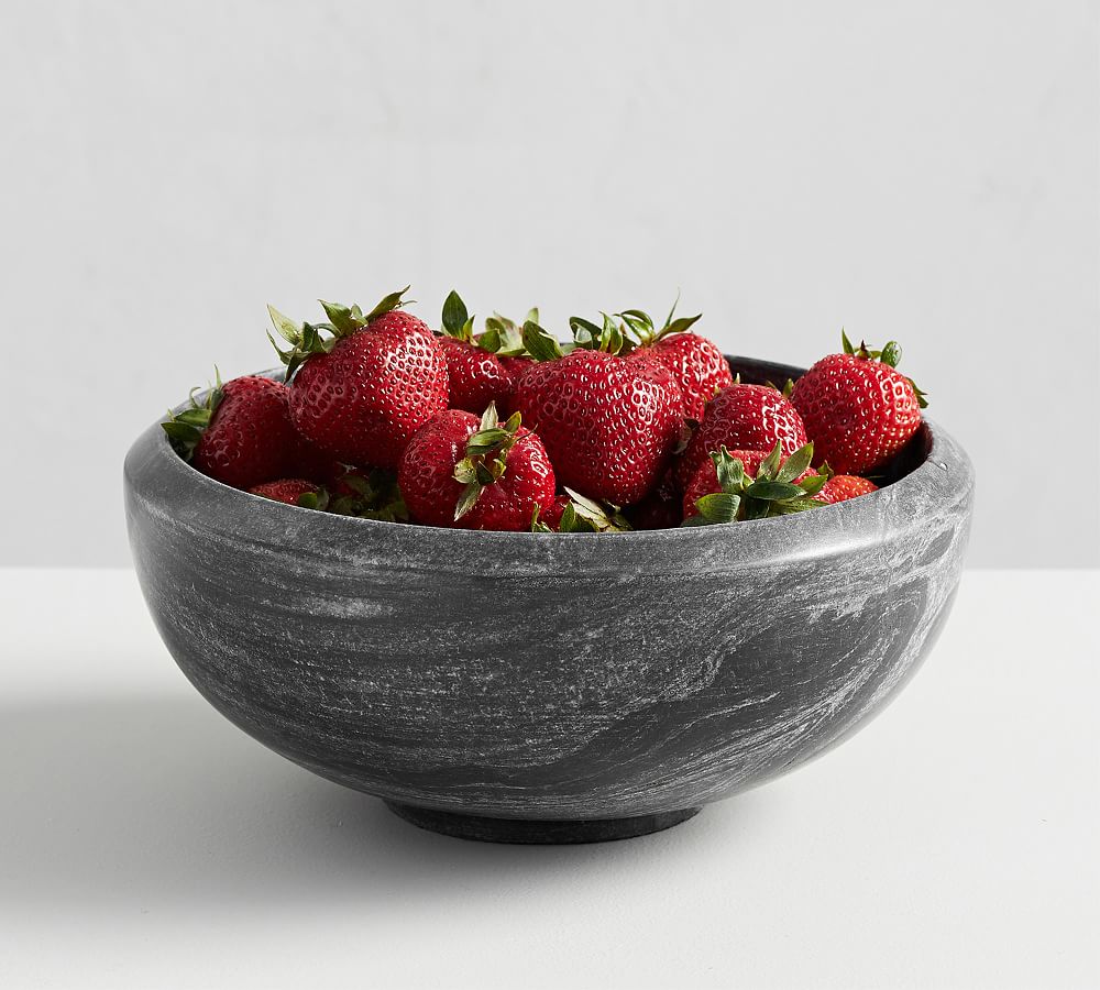Black Marble Fruit Serving Bowl Pottery Barn