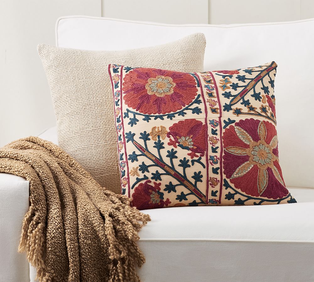 Pottery barn embroidered outlet blanket