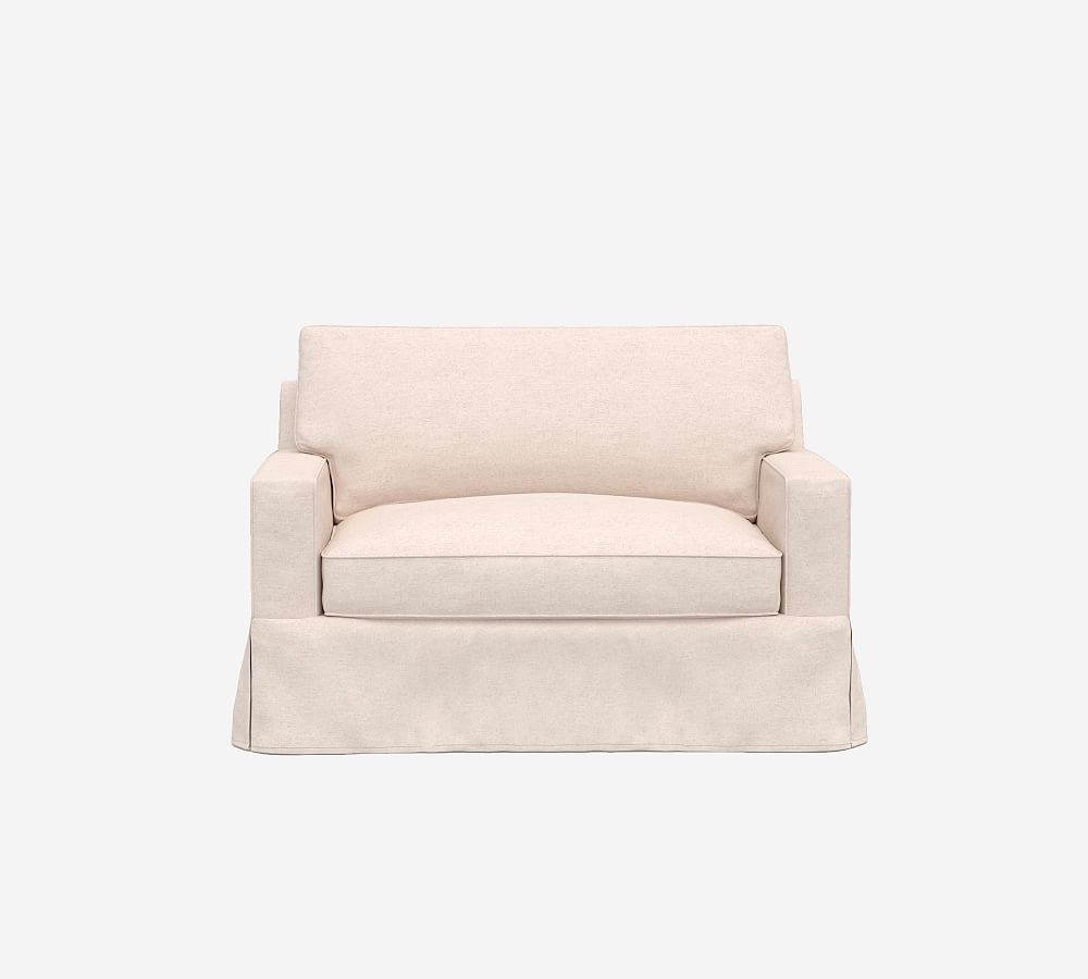 Buchanan Square Arm Slipcovered Twin Sleeper Sofa with Memory Foam Mattress