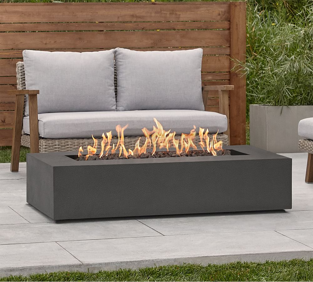 Abril 56.5" Low Rectangular Propane Fire Table Pottery Barn