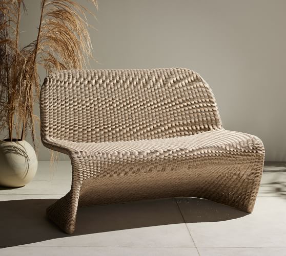 Pottery barn wicker online bench