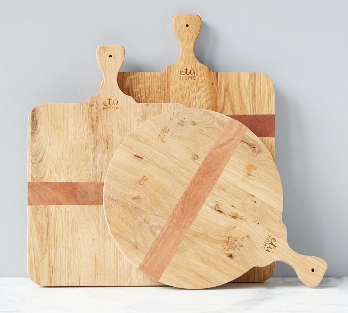 Handmade Cutting Board Cutting Board With Side Containers Made of Oak Wood  