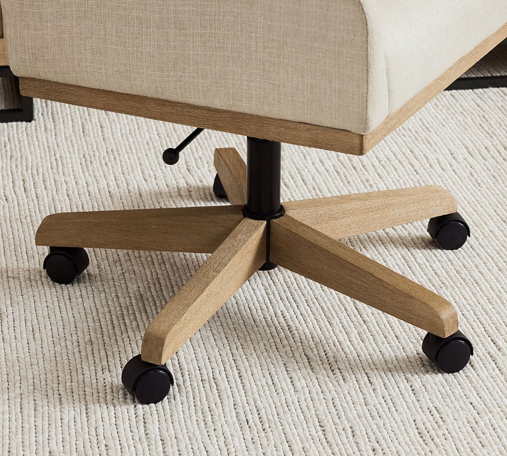 York Upholstered Swivel Desk Chair | Pottery Barn