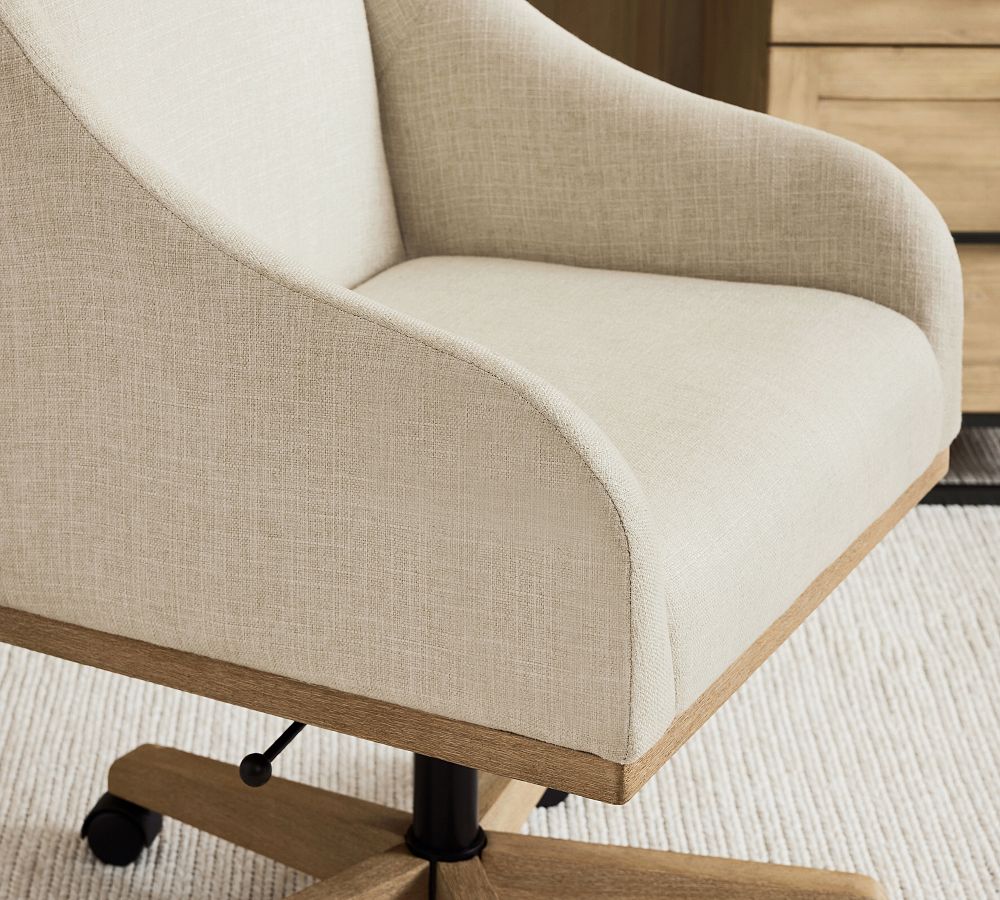 York Upholstered Swivel Desk Chair | Pottery Barn