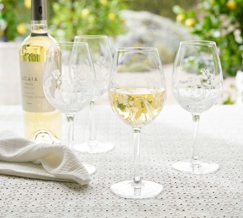 FLORAL STEMLESS WINE GLASSES - SET OF FOUR – The Huntington Store