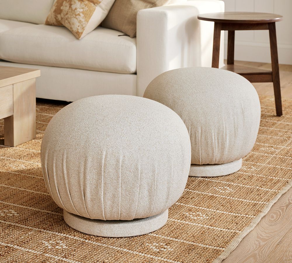 Stuffed Pouf Ottoman with PP Cotton, Faux Fur Poufs, Pouf Stool Ottoman  Round US