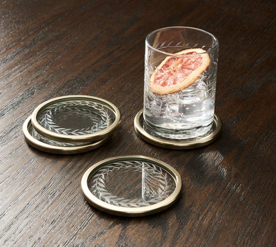 Etched Glass Tumblers. Set of Eight Water or Juice Glasses.