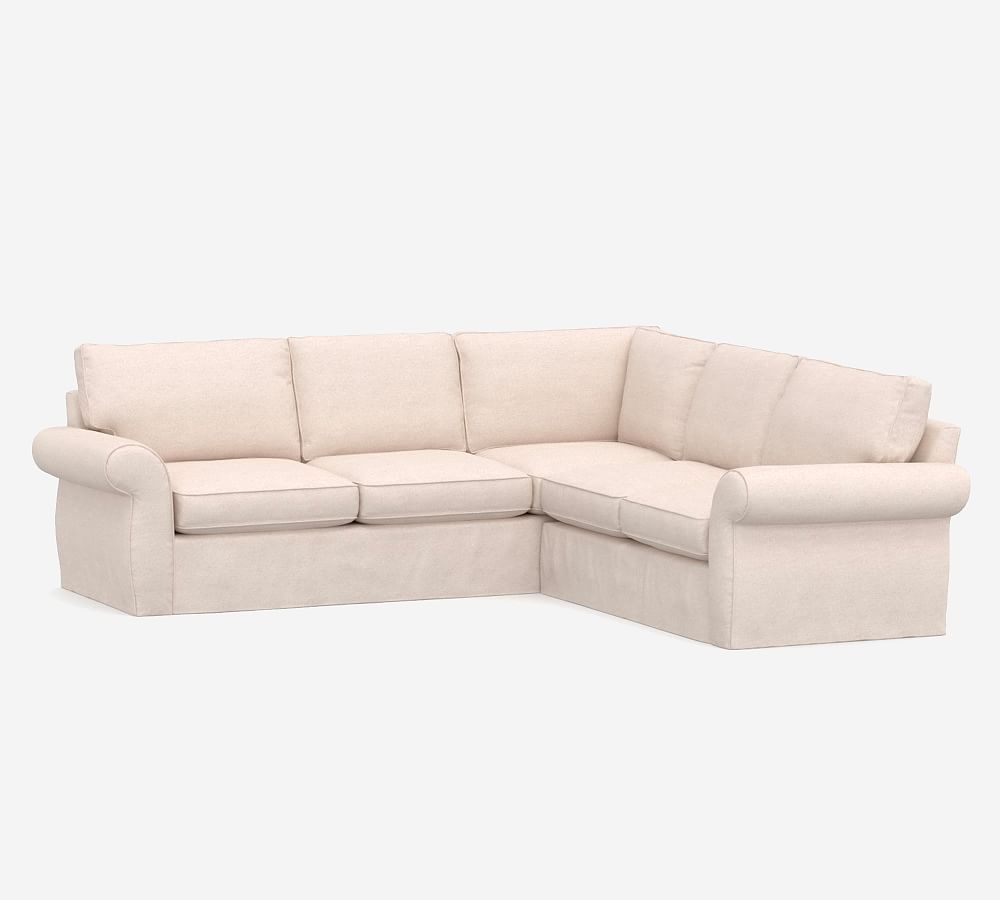 Pearce Roll Arm Slipcovered 2 Piece L-Sectional