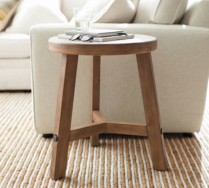 Small round farmhouse store side table