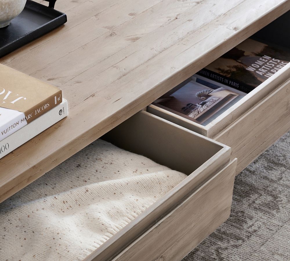 Pismo Reclaimed Wood Rectangular Long Low Coffee Table Pottery Barn