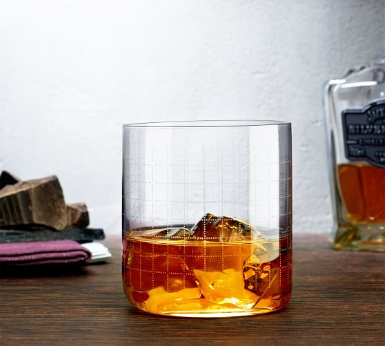 Finesse Grid Crystal Drinking Glasses Set of 4 Pottery Barn