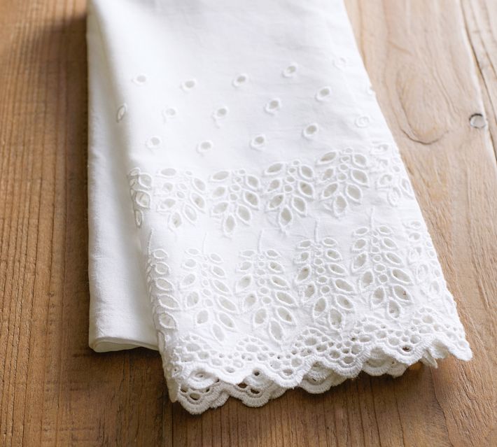 Honeybloom Set of 4 White Cloth Napkins, Cotton Sold by at Home