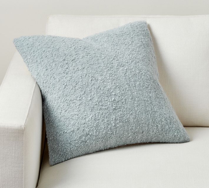 Storm Grey Organic Soft Boucle 20x20 Throw Pillow Cover +