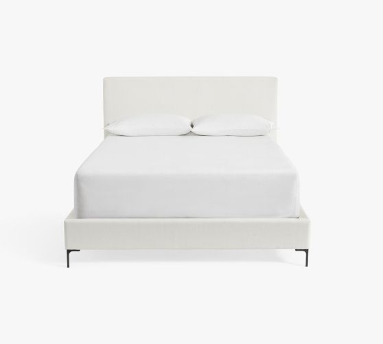Square Bed Example Jake Upholstered Square Platform Bed | Pottery Barn