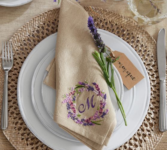 Monique Lhuillier Provence Embroidered Cotton Napkins Set of 4