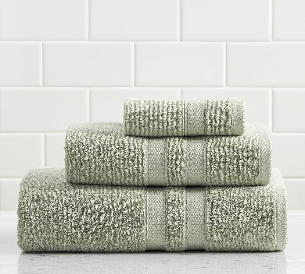 Sage - Plush Terry Towel Set - Bath Towel, Hand Towel, Wash Cloth