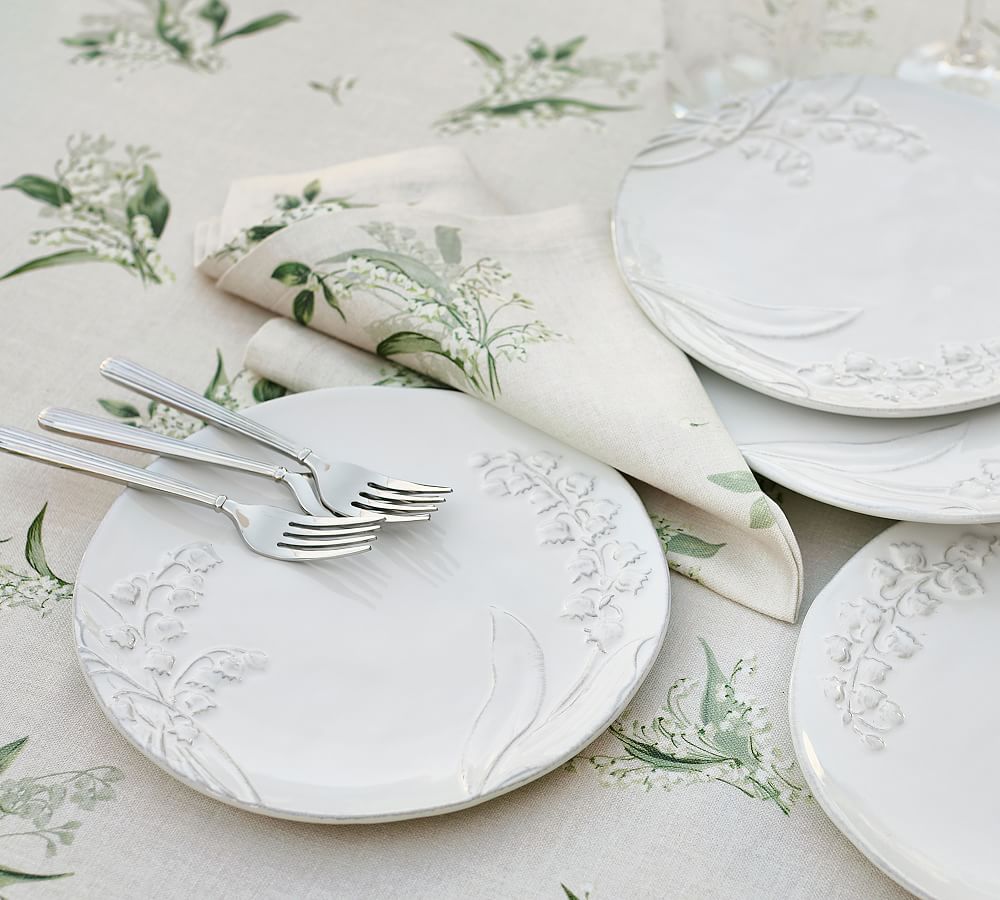 Monique Lhuillier Lily of the Valley Embossed Stoneware Salad Plates - Set of 4