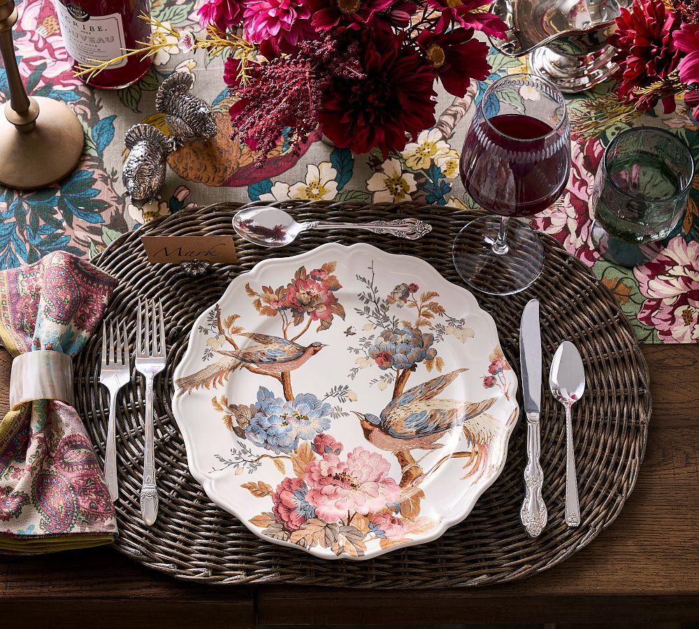 Piper Floral Bird Dinner Plates - Set of 4 | Pottery Barn