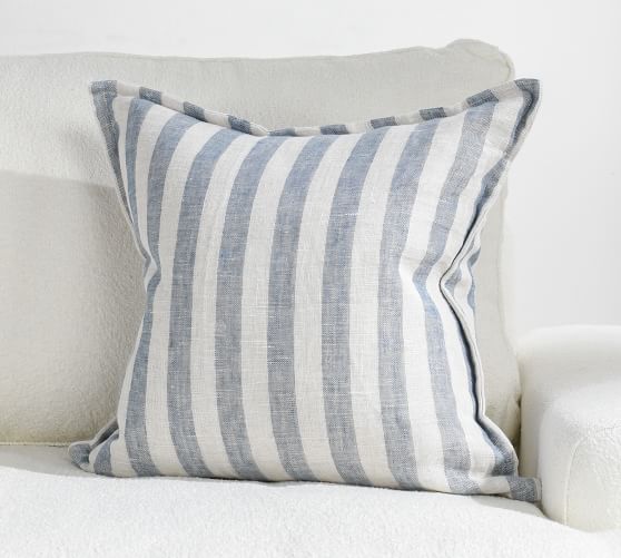 Striped Decorative Throw Pillow Covers 18x18 Inch Set 18 x 18-Inch Cream  White