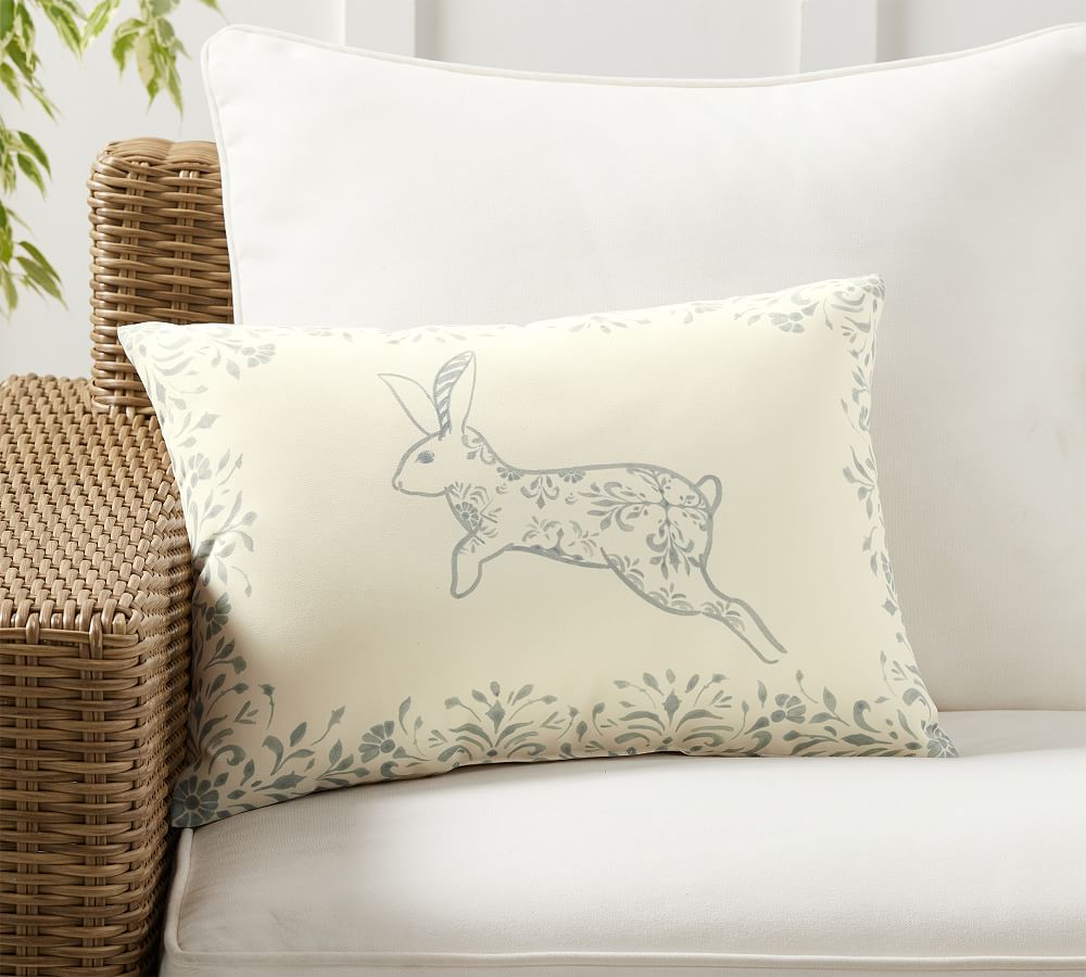 Watercolor Bunny Outdoor Pillow