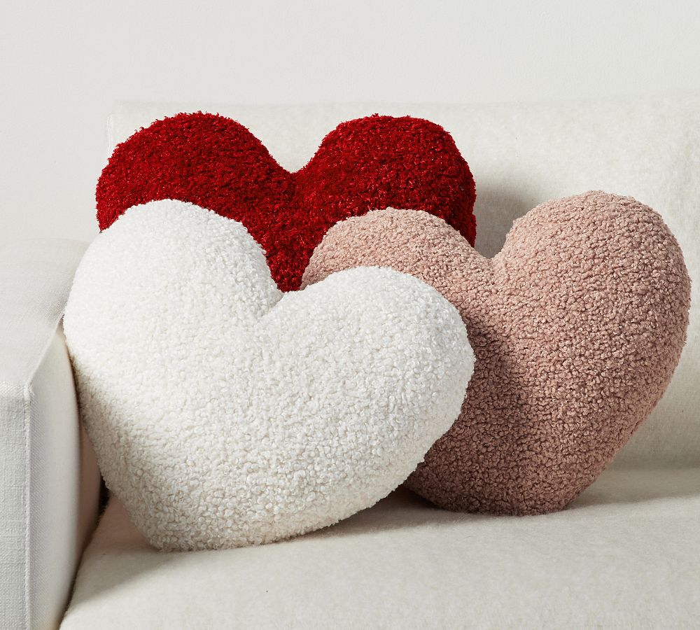 Cozy Teddy Faux Fur Heart Shaped Pillow