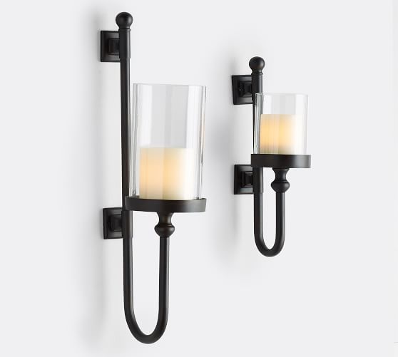 Northwood Swirl Black Wall Sconce Pillar Candle Holder - #284A0