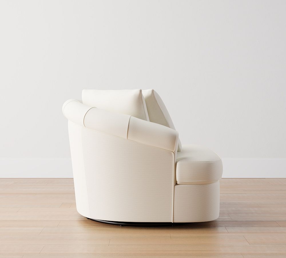 Sutton Tufted Upholstered Swivel Armchair Pottery Barn