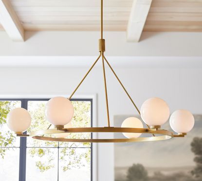 Lovely Vintage Brass Chandelier, 6 Light Pendant Lighting