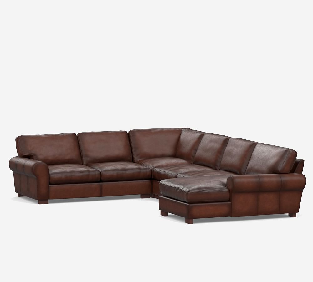 Turner Roll Arm Leather 4-Piece Chaise Sectional