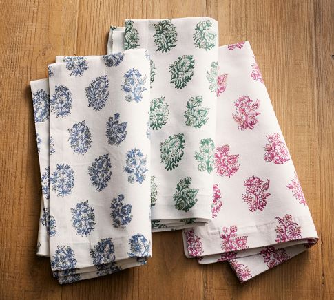 Block Printed Beige Organic Cotton Napkins - Baoli