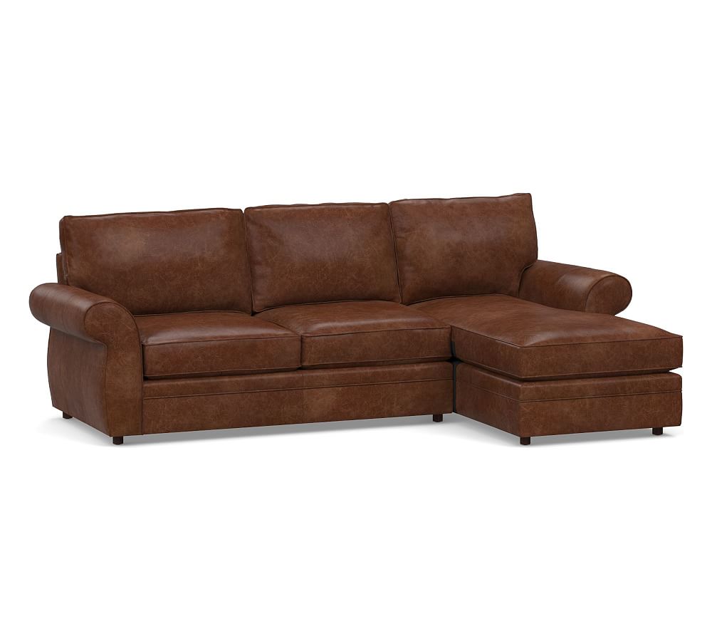 Claypool leather sofa store and chaise