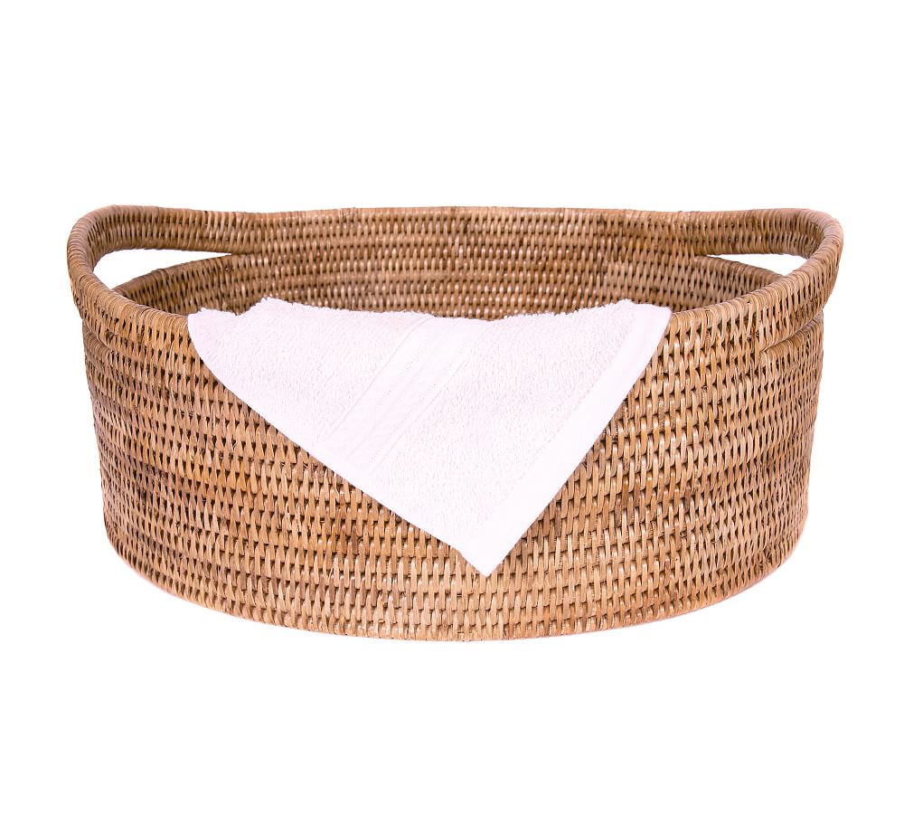 Tava Handwoven Rattan Oval Wastebasket with Metal Liner