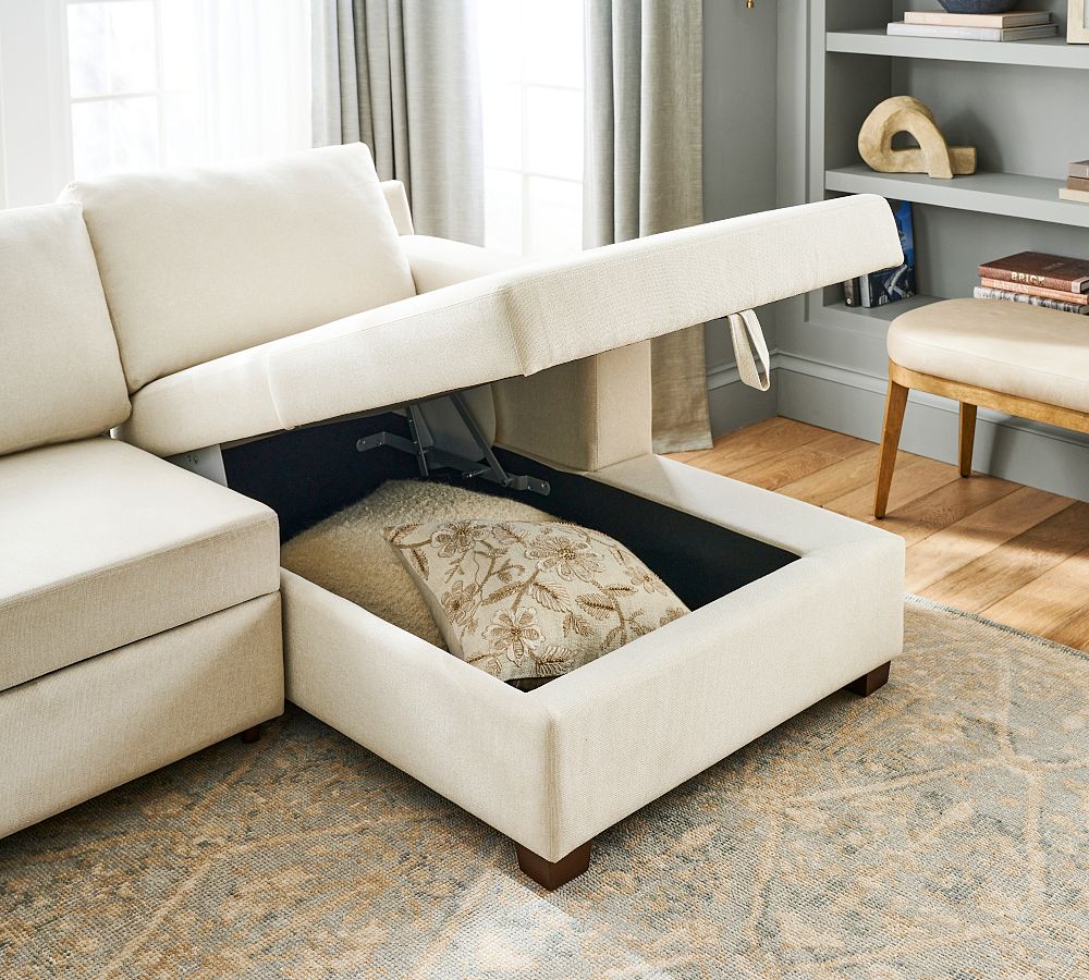 Shasta Square Arm Upholstered Trundle Sleeper Sofa with Storage Chaise