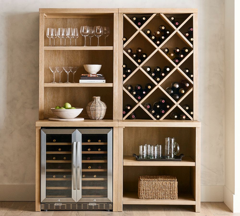 Wine Racks Wine Rack,Wood Wine Storage Racks Countertop Stores 3 Bottles  and 6 Cups Sleek and Chic Looking-Minimal Assembly Required Decorative