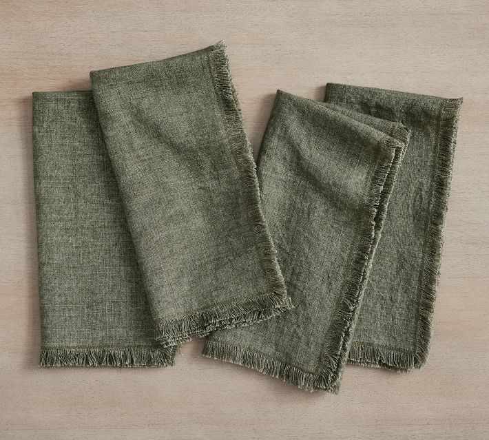 Frayed Oversized Linen Napkins - Set of 4