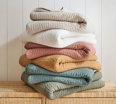 Pick-Stitch Handcrafted Cotton/Linen Quilt & Shams | Pottery Barn