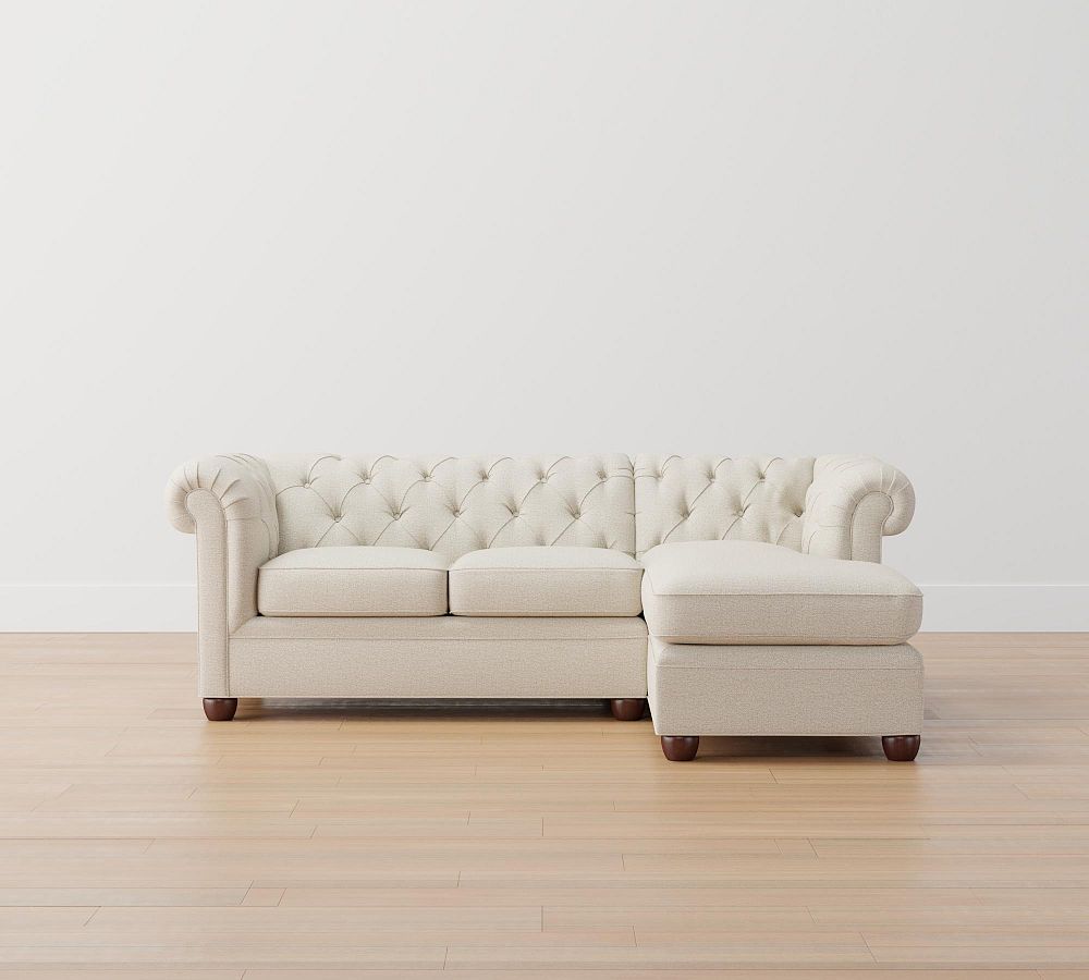 Chesterfield Roll Arm Upholstered Sofa Chaise Sectional