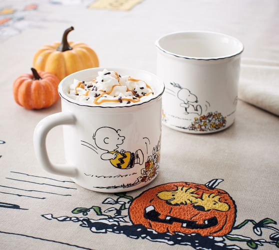 Peanuts™ Stoneware Fall Leaves Mugs Set of 2 Pottery Barn