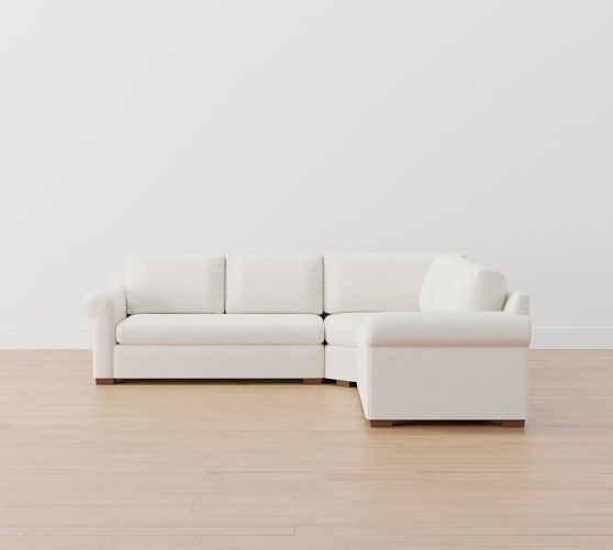 Shasta Roll Arm 3-Piece L-Shaped Wedge Sectional | Pottery Barn